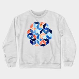 Mosaic Marble Blues & Rustic Reds Crewneck Sweatshirt